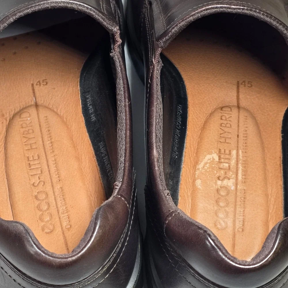ECCO S-Lite Hybrid Mens 11-11.5 EU45 Dark Brown Leather Slip On Loafers Comfort